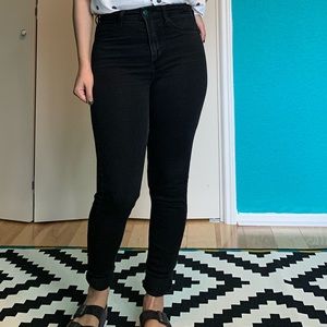 H&M High waisted black denim pants